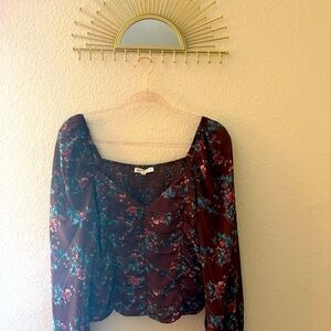 Jasmine Black and Red Ruched Blouse